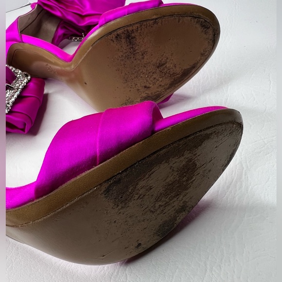Alexandre Vauthier Yasmin Satin Buckle Fuschia Sandal Heel size 38.5 / 8.5 - Picture 9 of 11